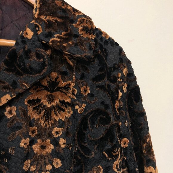 Vintage Brown and Black Chenille Tapestry Jacket with Quilted Lining - Picture 5 of 6